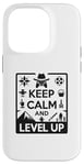 Coque pour iPhone 14 Pro Keep Calm and Level Up Gamer pour les joueurs amusants