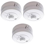 3 x Deta 1171 Combined Optical Smoke & Heat Alarms Mains Lithium Battery Back Up