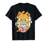 Cat Boba Tea Anime Kawaii Kitty Cat Bubble Tea Milk Neko T-Shirt