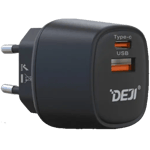 Deji Universal-lader med både USB-C og USB-A - Svart , 33W