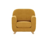 Fauteuil enfant scandinave en tissu effet velours jaune moutarde et bois clair norkid