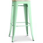 Tabouret de Bar - Design Industriel - Acier & Bois - 76cm - Stylix Menthe