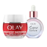 Bundle of Olay Super Serum, 30ml + Olay Regenerist Niacinamide Day Cream Face Moisturiser SPF 30, 50ml