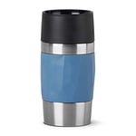 EMSA Travel Mug Compact Tasse Mug isotherme bleu 0,3 L Isolation double paroi boissons chaudes café 3h fraîches 6h Acier inoxydable revêtement silicone N2160200