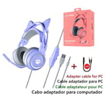 purple with box Casque Gamer rose avec microphone pour filles fille HiFi stéréo basse musique jeu noir mignon chat oreillette pour PC ordinateur portable accessoires de jeux vidéo, Play 4 Playstation 5 XBox écouteurs filaires ""Nipseyteko