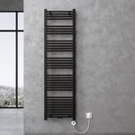 Sogood - doporro Radiateur de Salle de Bain Sèche-Serviette 180x50cm Radiateur Tubulaire Vertical Chauffage Électrique Gris-Noir avec Résistance pour