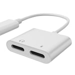 Adaptateur Audio 2 En 1,Câble De Chargement Pour Écouteurs Iphone 11 12 Pro Max Xxs,Prise Jack,Double Éclairage Pour Séparateur De Casque - Type White