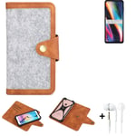 Felt Case + earphones for Motorola Moto G 5G Plus Cover light grey