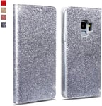 Housse À Rabat En Cuir Pu Haut De Gamme Pour Samsung Galaxy S9 - Couleur: Gris Argenté