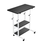 SOGA 40x80cm Black Bedside Table Movable Bedroom Desk Student Computer Table -  - TablePort01