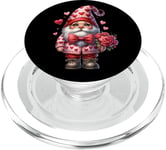 Heart Gnome Graphic And Valentines Flowers For Her Cute Love PopSockets PopGrip for MagSafe