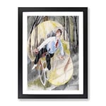 The Bicycle Rider By Charles Demuth Classic Painting Framed Wall Art Print, Ready to Hang Picture for Living Room Bedroom Home Office Décor, Black A3 (34 x 46 cm)