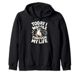 Today I Waddle Through My Life Penguin Zip Hoodie