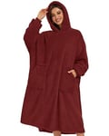 CheChury Sweat à Capuche Oversize Sherpa Pull Plaid Femme Hiver Sherpa Robe Couverture Chaud Sweat Oversize Veste à Capuche Flannel Hoodie avec Poches Homme Grande Hoodie Épaisse Polaire Unisex