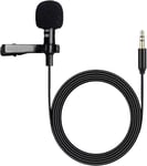 Lavalier Lapel Microphone de Remplacement 3,5 mm pour Rode Wireless GO 2 / II & DJI Microphone émetteur Condensateur Mic de Lapel idéal pour Youtube, interviews, Podcasts, Vlogs,1,5M.[G208]