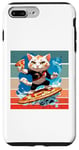 Coque pour iPhone 7 Plus/8 Plus Chat Surf Pizza Vagues Aventure Fun Energy Tranche Géante