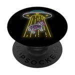 Funny UFO Rave Party with Alien Invasion for Cow Abduction PopSockets PopGrip Adhésif