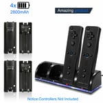 For Wii Remote Controller 4PCS Rechargeable Batteries & Charger Dock Station UK