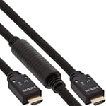 InLine 17525A HDMI Active Cable, HDMI High Speed with Ethernet, 4K2K, Male/Male, Black/Gold, Nylon Braided Sheath 25 m