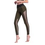 Pantalon de yoga pour femme - Legging de sport en maille - Taille haute - Style décontracté - Taille L - Couleur : vert foncé