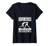 Womens Boxing Coach Never Underestimate An Old Man Who Loves Boxing V-Neck T-Shirt