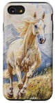 Coque pour iPhone SE (2020) / 7 / 8 Aquarelle Running Palamino Horse in Meadow