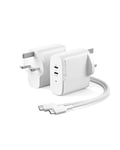 ALOGIC Dual USB C Wall Charger 63W 2-Port Fast Charger with GaN Fast Tech & Dynamic Power allocation, Power Delivery 3.0 Charger for MacBook /M1 Mac, XPS, iPad Pro, iPhone 12 Pro, Galaxy, Pixel & More