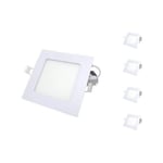 Spot LED Extra Plat Carré 6W Blanc (Pack de 5) - Blanc Neutre 4000K - 5500K - SILAMP