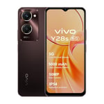 vivo Y28s 5G Smartphone, 4GB RAM+128GB ROM, 50MP Appareil Photo Principal, 5000mAh Batterie, Résistance à la Poussière et à l'eau IP54,Design incurvé 2.5D,Dual Sim, Android 14, Marron