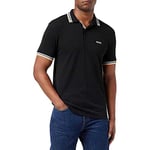 BOSS Mens Paddy Curved-Logo Polo Shirt in Organic Cotton Black