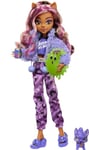 Monster High Doll and Sleepover Accessories, Clawdeen Wolf Doll with Pet Dog Crescent, Creepover Party, HKY67