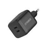 OtterBox GaN USB-C 65W Vegglader (sort) 1xUSB-C 45W, 1xUSB-C 20W