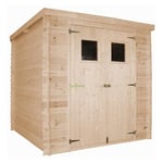 Abri de jardin en bois - TIMBELA - M309 - H200 x 204 x 204 cm - Ep. 19 mm - Pin / épicéa