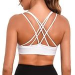 Jezonga Brassiere Sport Femme Soutien Gorge Sport Coussinets Amovibles Soutiens-Gorge de Sport Brassiere de Sport sans Couture sous-Vêtements de Sport sans Armature Beau Dos Push Up Yoga Gym Blanc XL