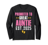 Cute Promoted to Great Auntie Est. 2025 Funny New Aunt 2025 Long Sleeve T-Shirt