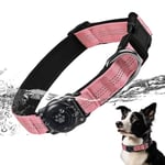 Collier AirTag intégré pour Chien, Support étanche IPX8, réfléchissant pour la sécurité, résistant à la poussière, Ultra Durable, Confortable, rembourré, Convient aux Chiens (Rose, L)