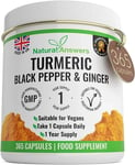 365 Turmeric, Black Pepper & Ginger Capsules - High Strength Turmeric Capsules