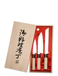 Satake Satake Houcho Santoku, Petty And Bread Knife In Gift Box Beige