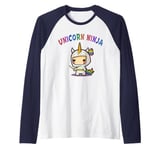 Funny UNICORN NINJA Birthday Girl Team Princess Pre-K Pink Raglan Baseball Tee