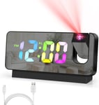 TaDool Projection Alarm Clock for Bedroom, Digital Clocks Black 