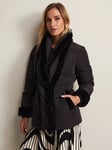 Phase Eight Nelle Faux Fur Detail Puffer Coat, Black