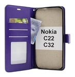 Crazy Horse Wallet Nokia C22 / C32 (Lila)