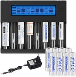 18650 Chargeur de Batterie Intelligent - Chargeur Universel LCD Intelligent avec Piles AA - avec Fonction de Décharge pour Batteries 1,2 V AA/AAA et 3,7 V Li-ION 18650 26650 16340 21700 14500.[G1658]