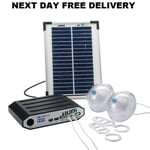 HUBi GO 2K Solar Panel Lighting Power Kit & 2 Lumi Lights Motorhome & Caravan