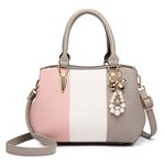 Miss Lulu Designer Handbags for Women Shoulder Bags Top Handle Bags Crossbody Bags Colour Combination (Pink&Grey)