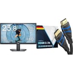 Dell SE2422HX 24 Inch Full HD (1920x1080) Monitor, 75Hz, VA, 5ms, AMD FreeSync, HDMI, VGA & 8K HDMI 2.1 cable – 2m – Ultra High Speed HDMI, certified & designed in Germany