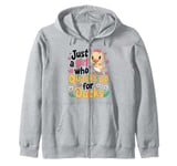 Just a Girl Who Quacks Up for Ducks Cute Cartoon Design Zip Hoodie