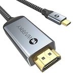 WARRKY 4K USB C to HDMI Cable, USB Type C to HDMI Cable (Anti-Interference, Thunderbolt 3/4 Compatible), Compatible for MacBook Pro/Air, iMac, iPad Pro, Galaxy S8 to S22, Surface, XPS, etc. -3.3FT/1M