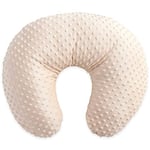 Duffi Baby - Coussin d'allaitement pour nouveau-né à pois - Oreiller pour maman enceinte, housse 100% polyester super douce, rembourrage fibre creuse, motif pois en relief, couleur beige, 4107-05