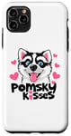 Coque pour iPhone 11 Pro Max Funny Pomsky Lover Kisses Puppy Dog Mom Pomskies